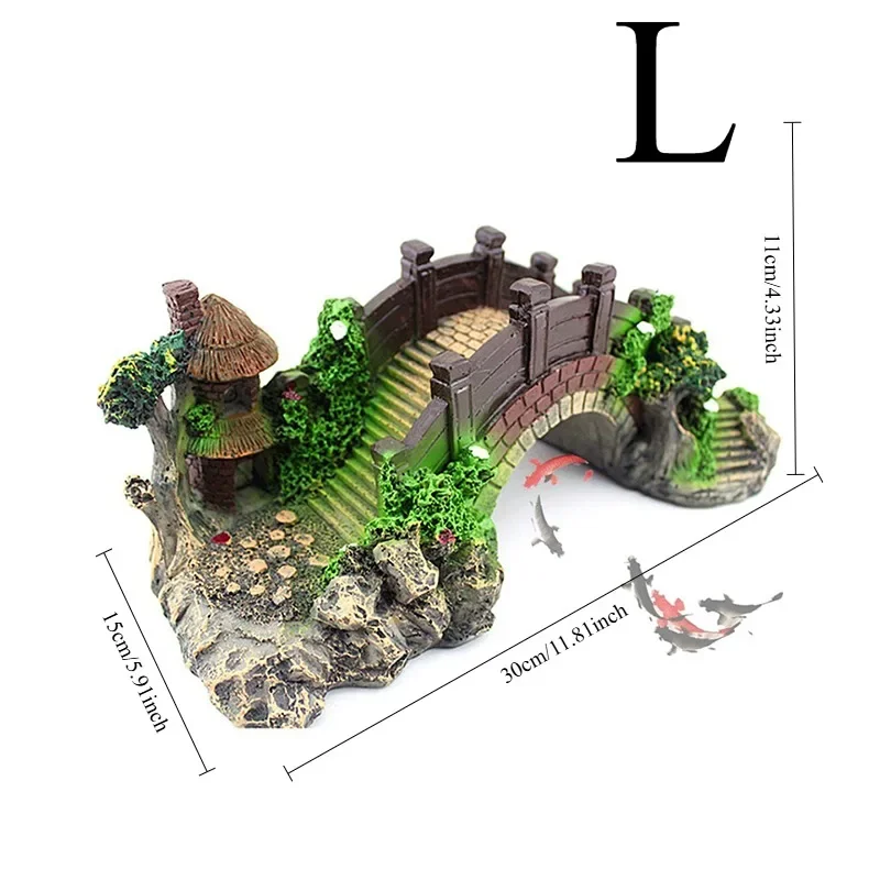 Adornos de resina de puente Artificial para acuario S/M/L, decoración de pecera de estilo chino, accesorios de paisajismo para fondo - imagen 3