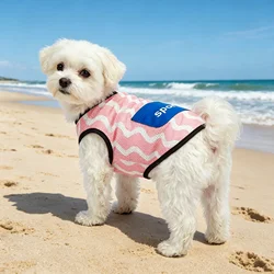 Chaleco malla transpirable para gatos y perros – Estampado ondas azul