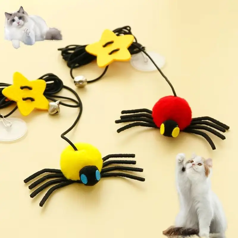 Juguete para mascotas y gatos, puerta colgante para aliviar la depresión, cuerda elástica colgante, pluma, palo de juego, campana, araña, Gatos, Для.).
