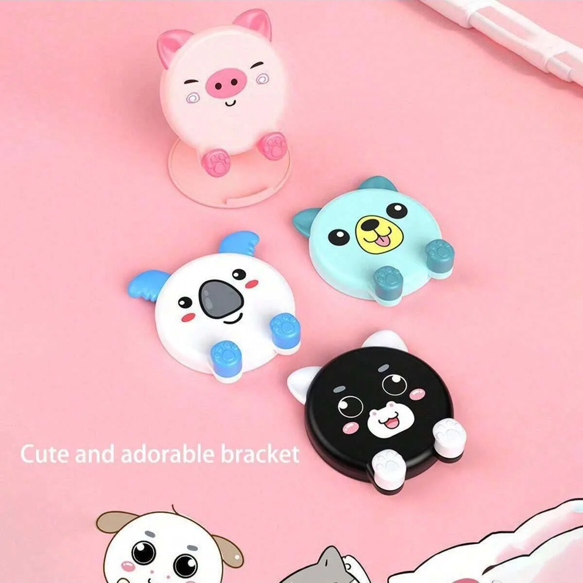 Soporte transformable plegable para móviles con dibujos gatos y perros - imagen 5