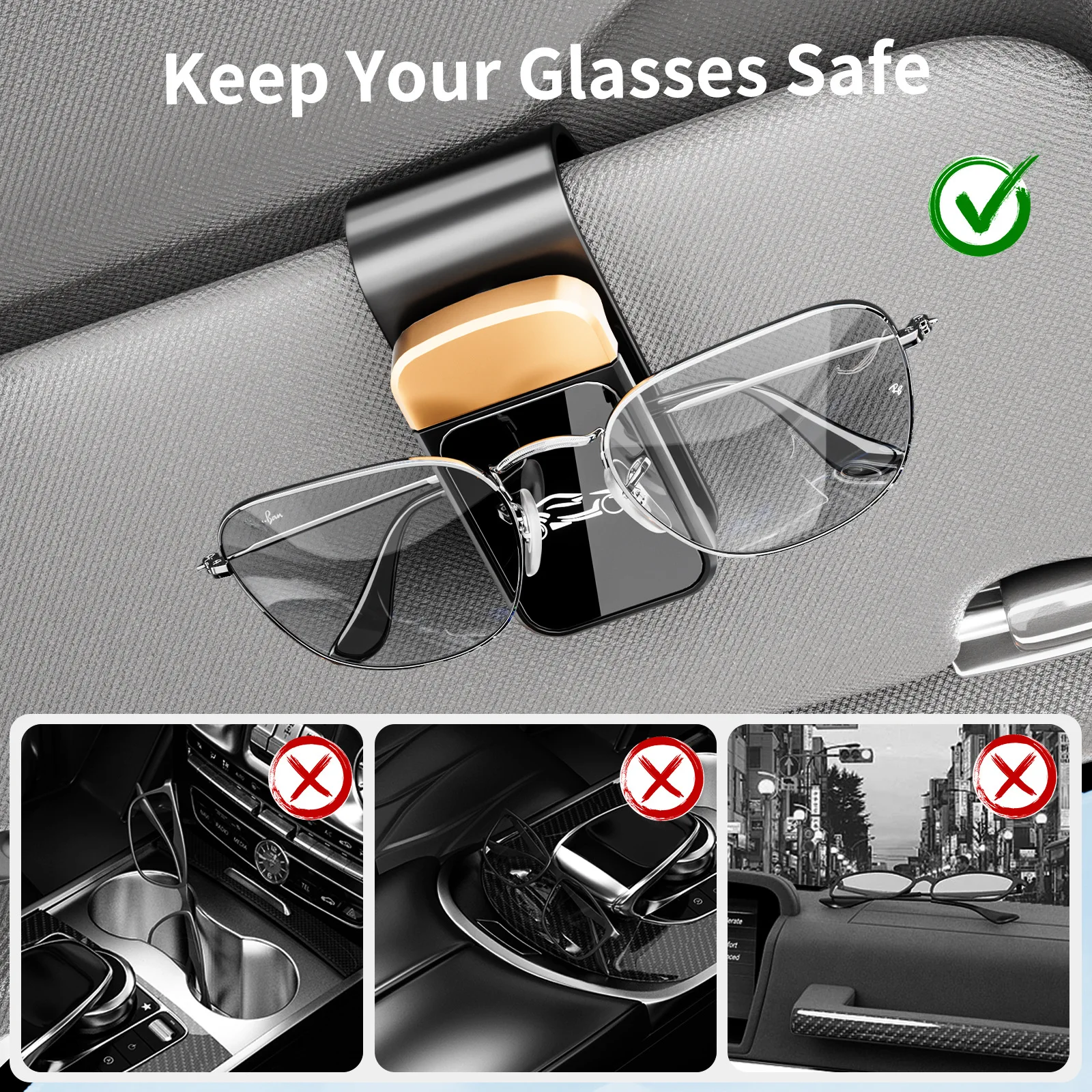 Clip magnético de gafas de sol de acero inoxidable para parasoles de coche, soporte para billetes, accesorios universales para Interior de vehículo ﻿ - imagen 4