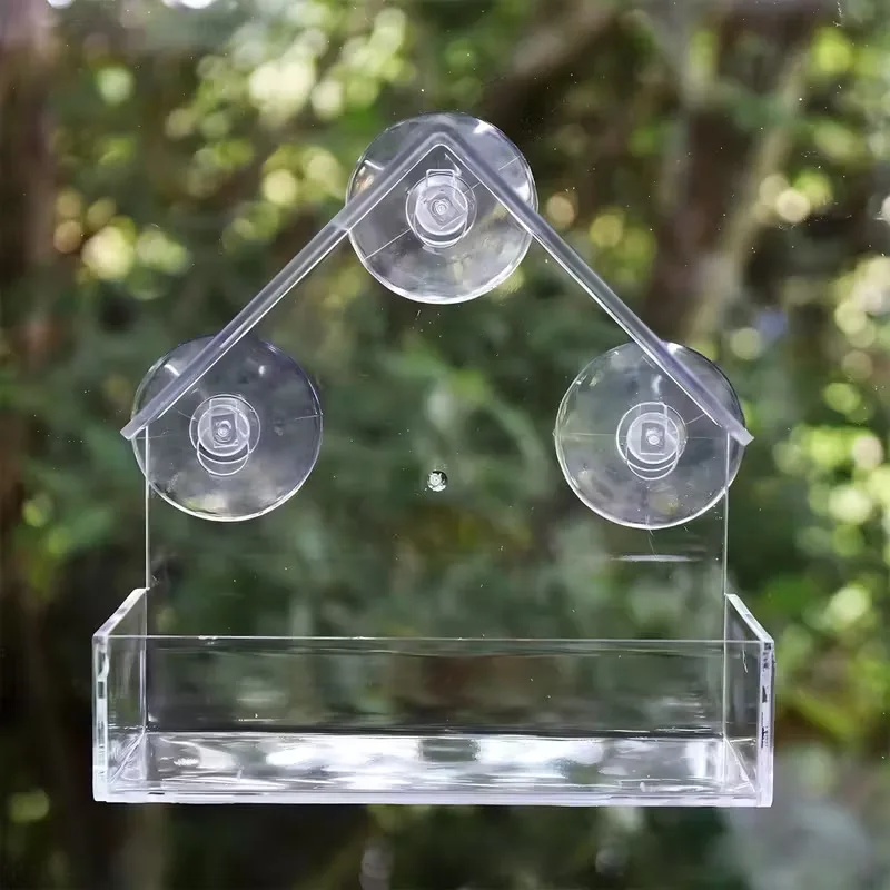 Casa con ventana transparente, comedero para pájaros salvajes, ventosas extraíbles para exteriores, bandeja de alimentación automática deslizante para pájaros para jardín, Patio - imagen 4