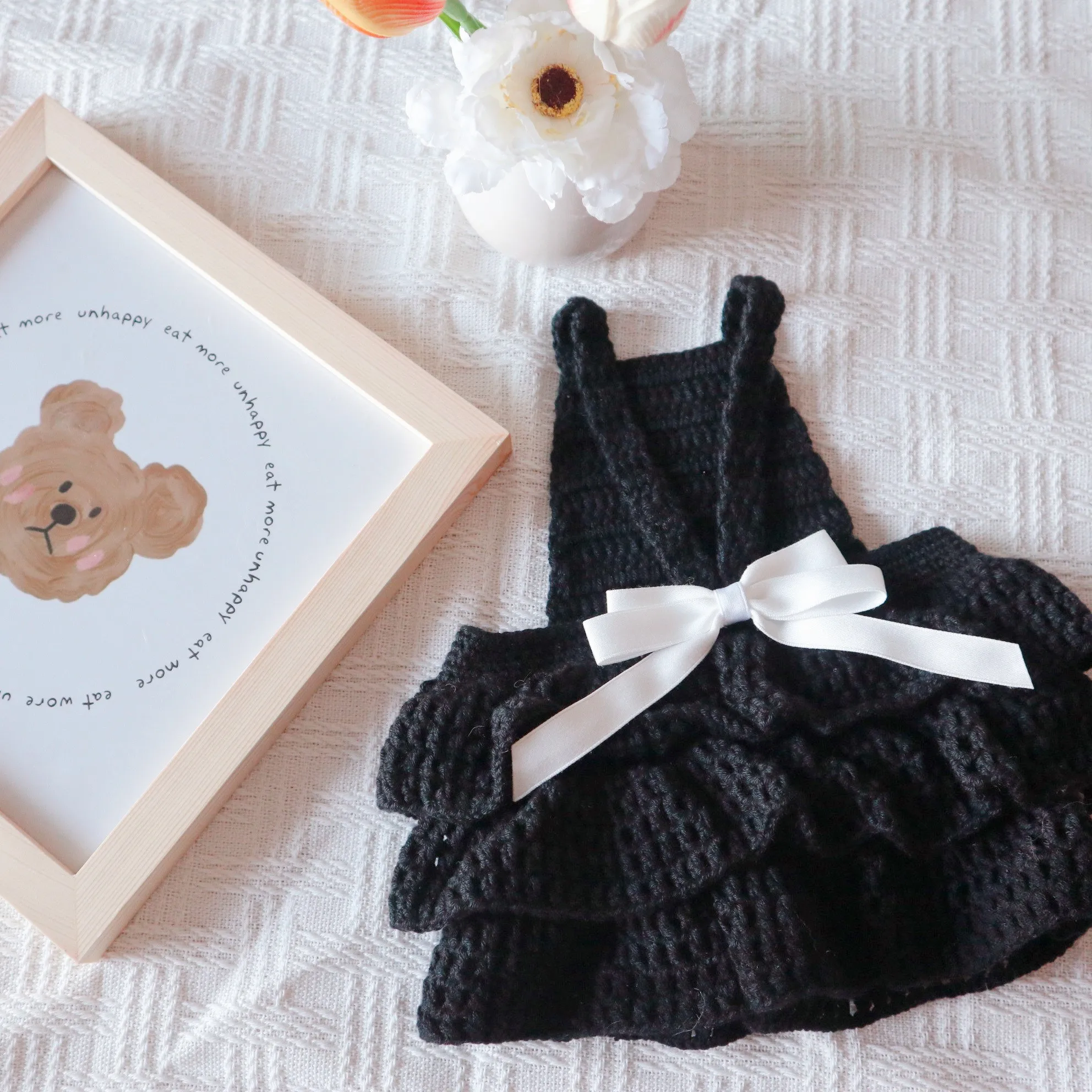 Chaleco de cereza enganchado hecho a mano para mascotas, lindo Chaleco de Navidad, correa, ropa de peluche para perros malteses, vestido, disfraz para cachorros, ropa para perros - imagen 5