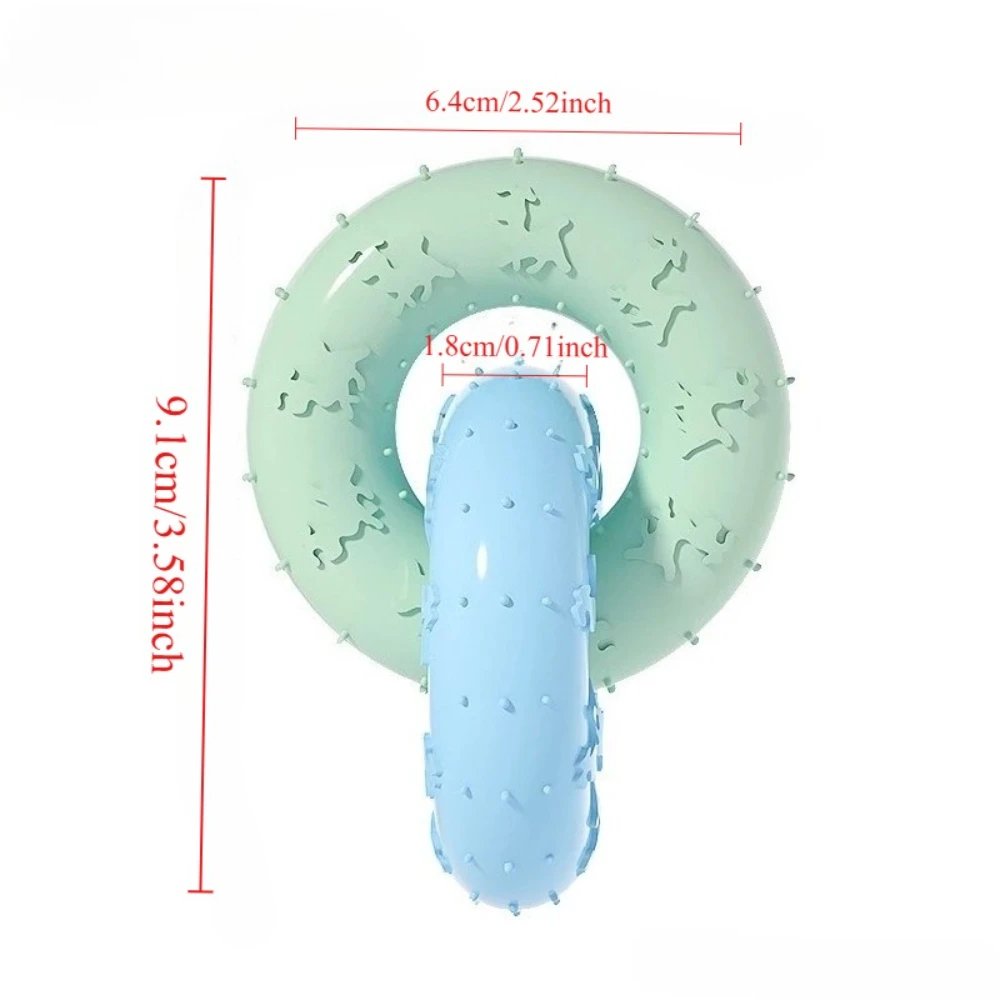 Juguetes para masticar para perros para limpiar los dientes, hueso de goma suave rosa, bola divertida, regalo interactivo para donuts para perros pequeños y medianos, regalos para mascotas - imagen 2