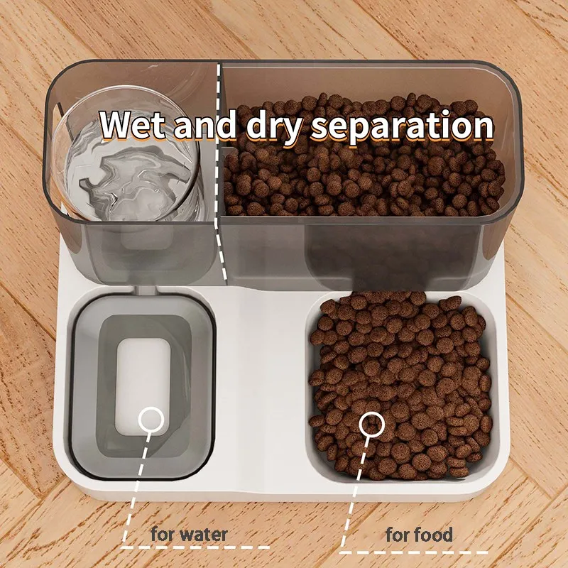 OUZEY-cuenco de comida para perros y gatos, alimentador automático con fuente de agua, artículos para mascotas, plato con soporte elevado de gran capacidad, bebedero para gatos - imagen 4
