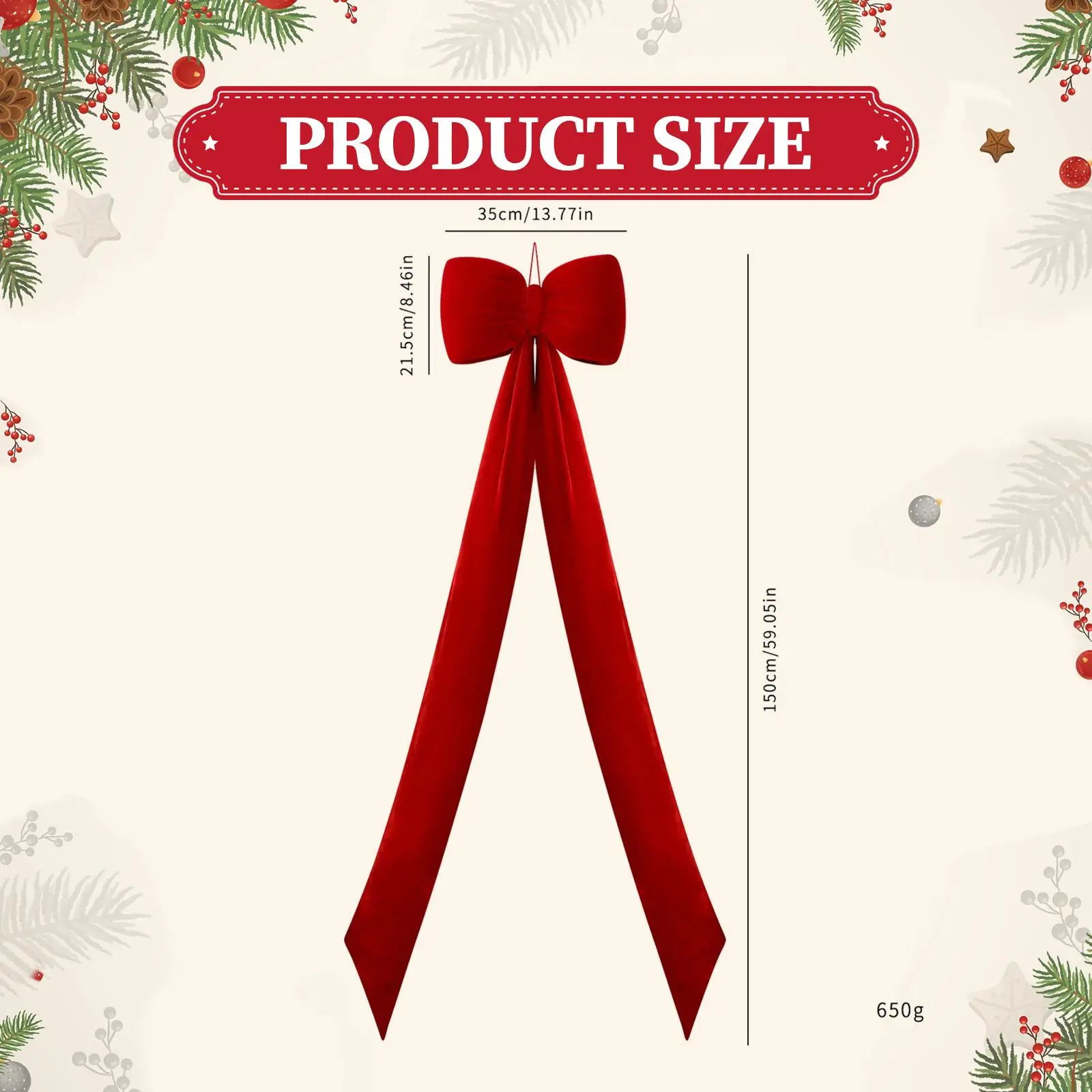 Giant Bow Christmas Tree Topper 59 inch Decorative Christmas Decoration Backdrop Multifunctional for Porch Bar Store Living Room