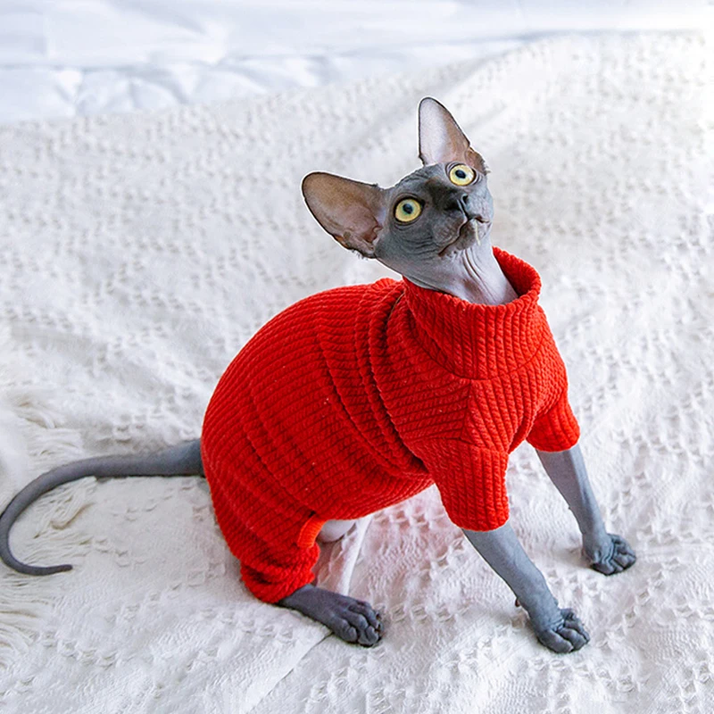 Sphynx-ropa de otoño e invierno para gatos, mono cálido para mascotas, sudaderas con capucha, pijamas suaves para gatos, Disfraces para gatos esfinge