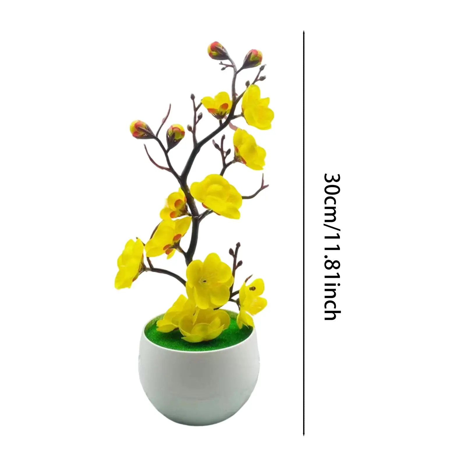 Artificial Blossom Bonsai Pot Realistic Potted Blossom Lightweight Simulation Flower with Vase for Wedding Table