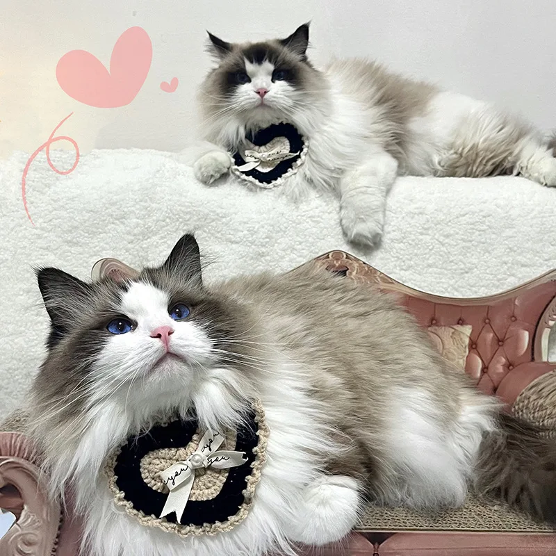 Collar de punto para mascotas, Collar de punto en forma de corazón, lazo INS para gato, decoración bonita, accesorios para perros pequeños, accesorios para cachorros - imagen 2