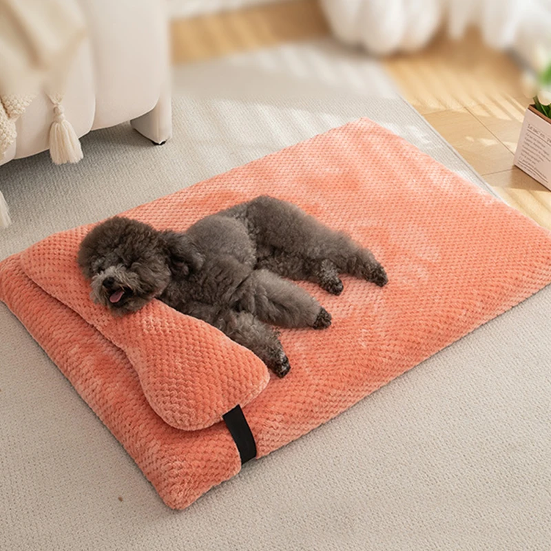 Estera de cama para gatos de esponja 3D para sofá mediano para gatos, cómoda cama grande y cálida para invierno, perrera, cojín elástico suave para cachorros con almohada