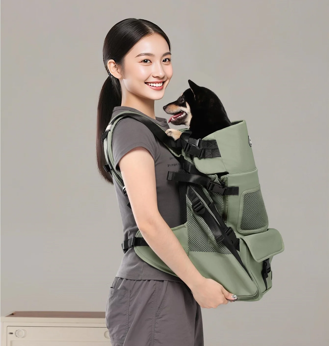 Mochila vertical para mascotas, mochila para senderismo al aire libre para perros de gran capacidad, bolsa impermeable para el pecho para perros, bolsa transportadora transpirable para mascotas - imagen 3