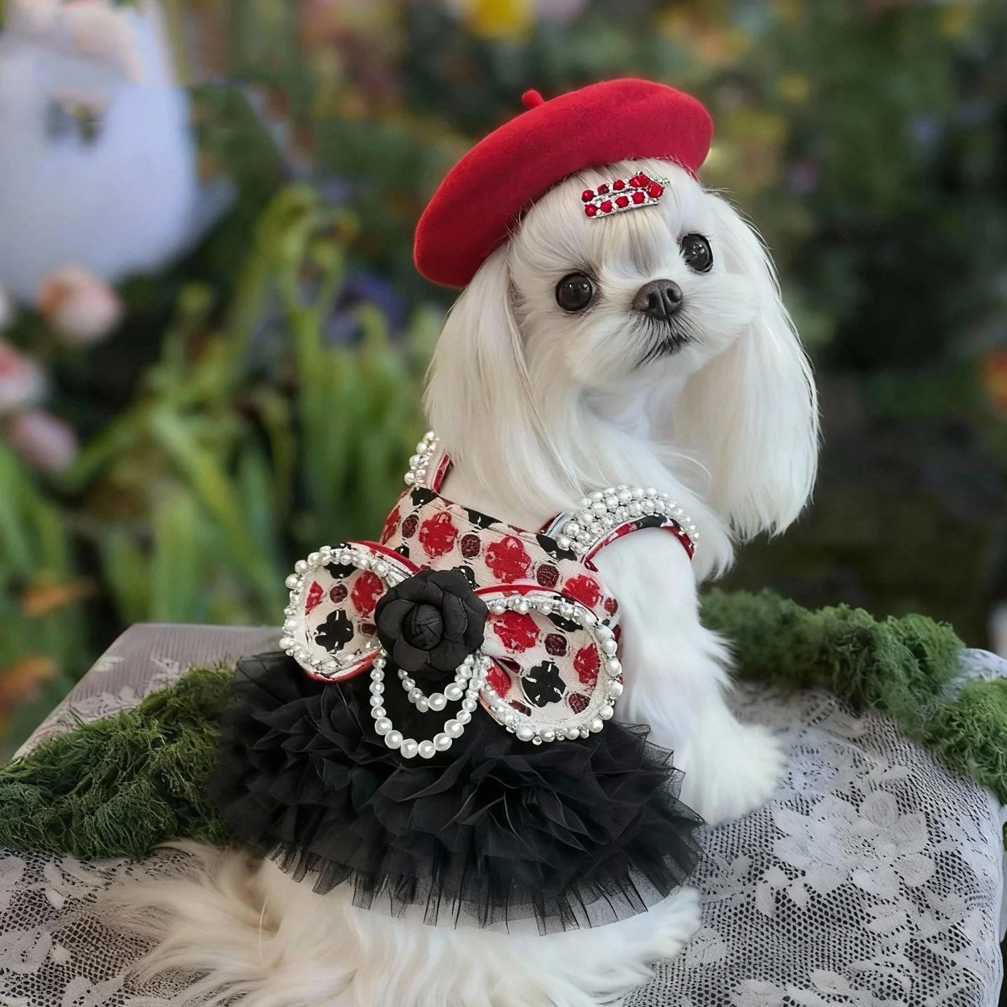 Vestidos lolita de Tweed para perros pequeños, vestido de princesa para perros, vestido de boda para mascotas, ropa Formal para fiesta de cumpleaños, vestido de tul para perros