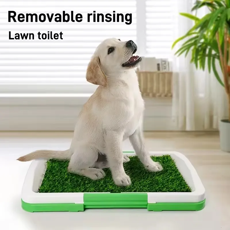 Inodoro para perros, hierba Artificial, orinal para perros, a prueba de salpicaduras, lavable, reutilizable, almohadillas para orinar, inodoro de entrenamiento para perros, bandeja para almohadillas para cachorros, suministros para mascotas - imagen 3