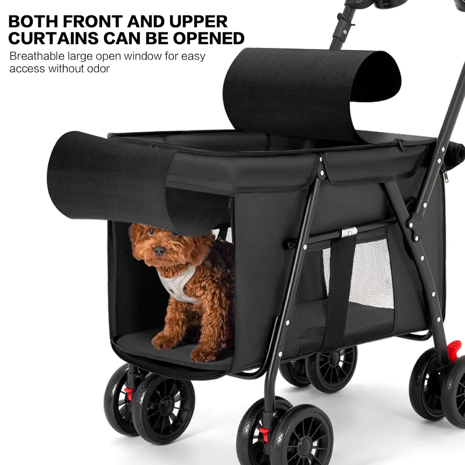Carrito ligero para mascotas con ruedas plegable perro y gato - imagen 4