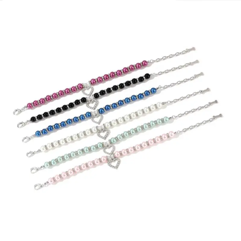 Fashion Pet Accessories Cat Crystal Necklace Imitation Pearl Rhinestone Pendants Pearl Necklace Dog Collar Collars for Cats Dogs - imagen 5