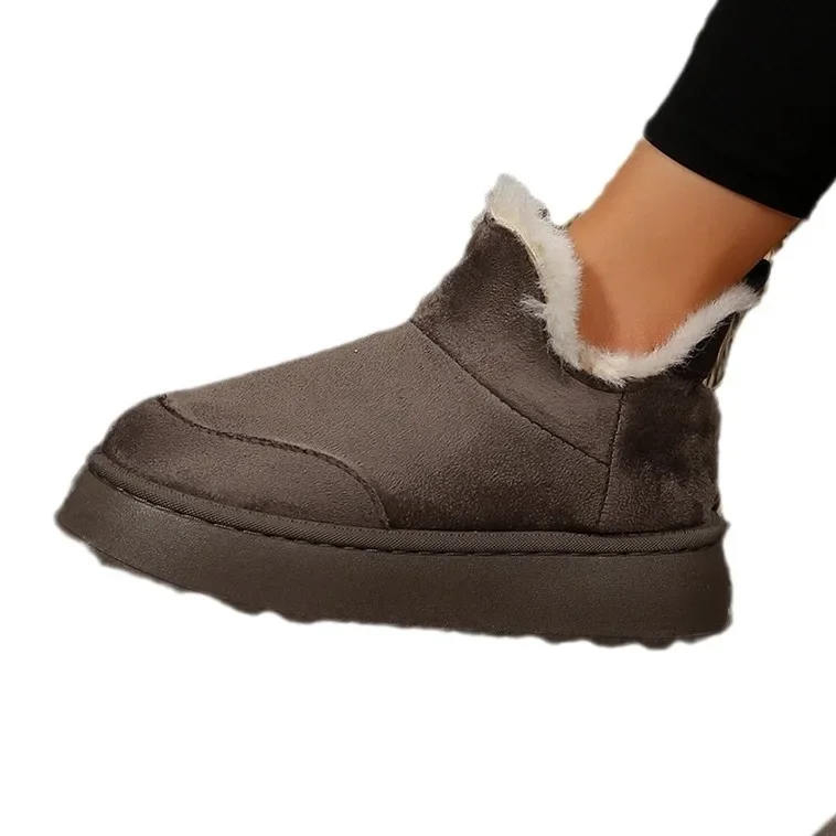 Botas de nieve con plataforma antideslizantes y cálidas para mujer, zapatos informales de algodón a la moda para invierno, botines aterciopelados de Color sólido para mujer - imagen 5