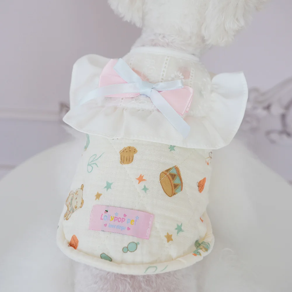 Vestido de princesa con lazo bonito para otoño/invierno, abrigo para perros pequeños, ropa para perros y gatos, ropa para perros pequeños y cachorros - imagen 4