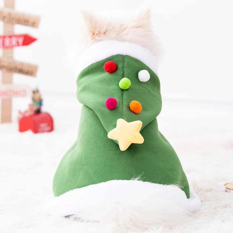 Ropa navideña para mascotas, 1 unidad, para Corgis pequeños y medianos y Bulldog Francés, capa para perro con árbol de Navidad, capa y ropa cálida para mascotas