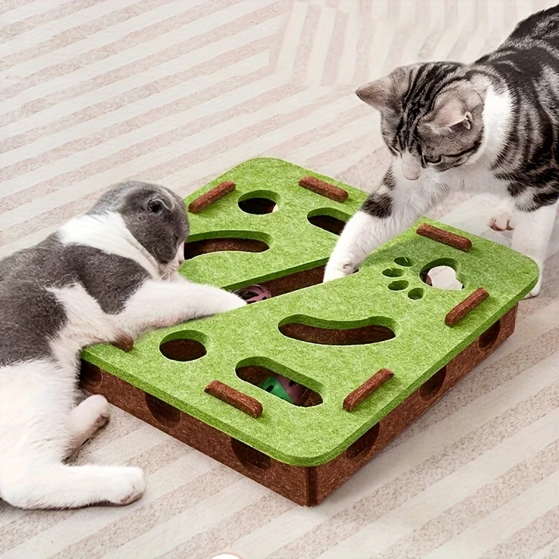 Cat Fun Box - Juego interactivo de rompecabezas para gatos para rascar y excavar para gatos de interior, estimulación intelectual y actividad física