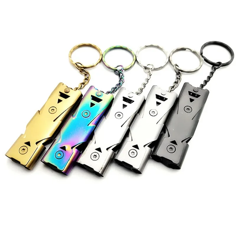 Silbato de socorro ultrasónico para exteriores de acero inoxidable, doble tubo, productos de supervivencia de campo de alto Decibelio, entrenamiento de aves - imagen 2