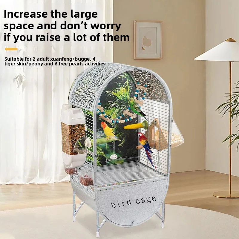 Jaula acrílica de Metal para loros y pájaros grandes, fácil de limpiar, para observación de aves, Villa ecológica, periquito, loro, canario, parque infantil para cría de mascotas - imagen 2