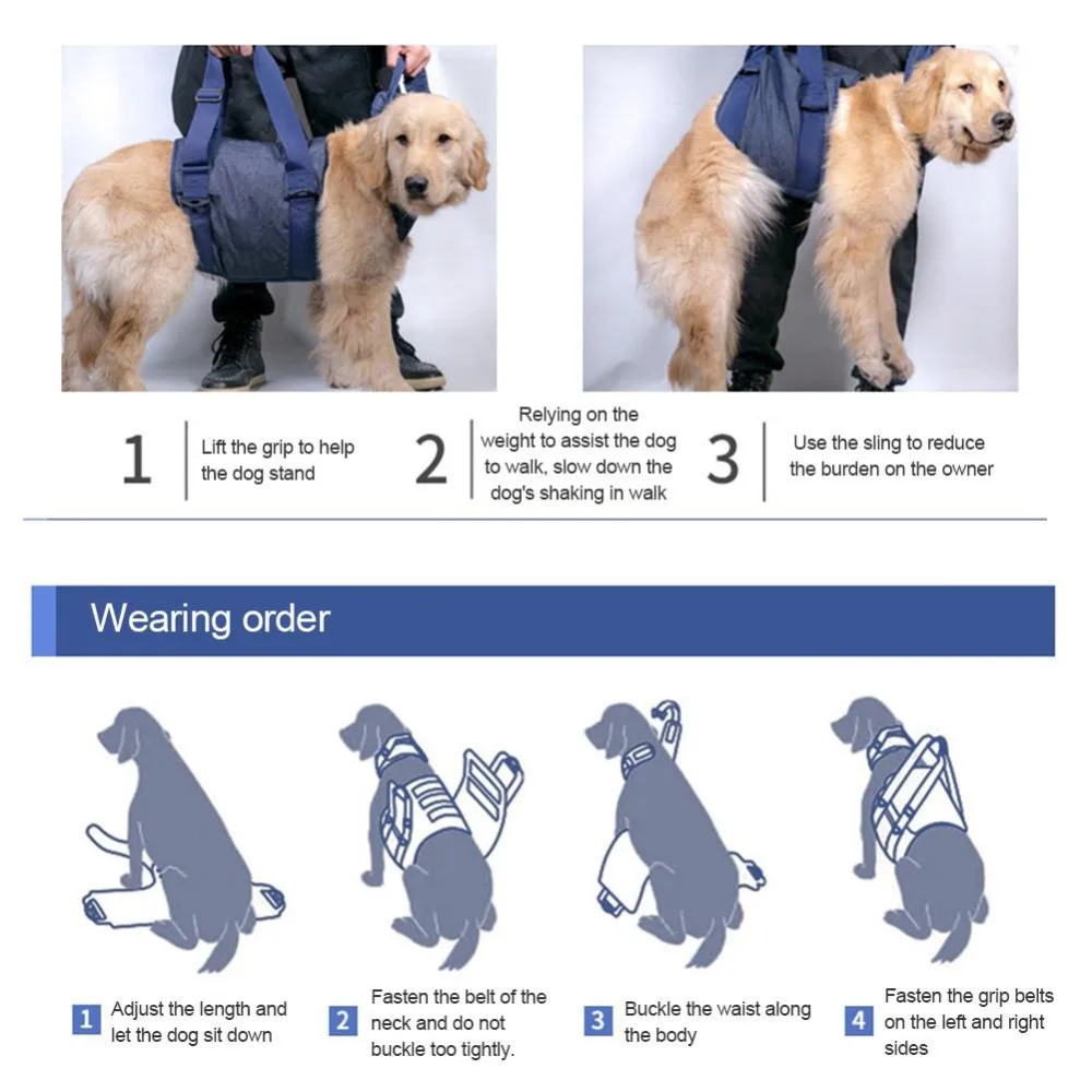 Arnés ajustable para perros mayores, correa de seguridad para el pecho, chaleco de rehabilitación auxiliar para mascotas para caminar asistido, mantiene el equilibrio - imagen 3