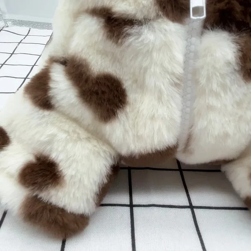 Otoño e Invierno perro amor abrigo cálido de felpa mascota Schnauzer oso de peluche moda dos patas ropa para perros pequeños - imagen 4