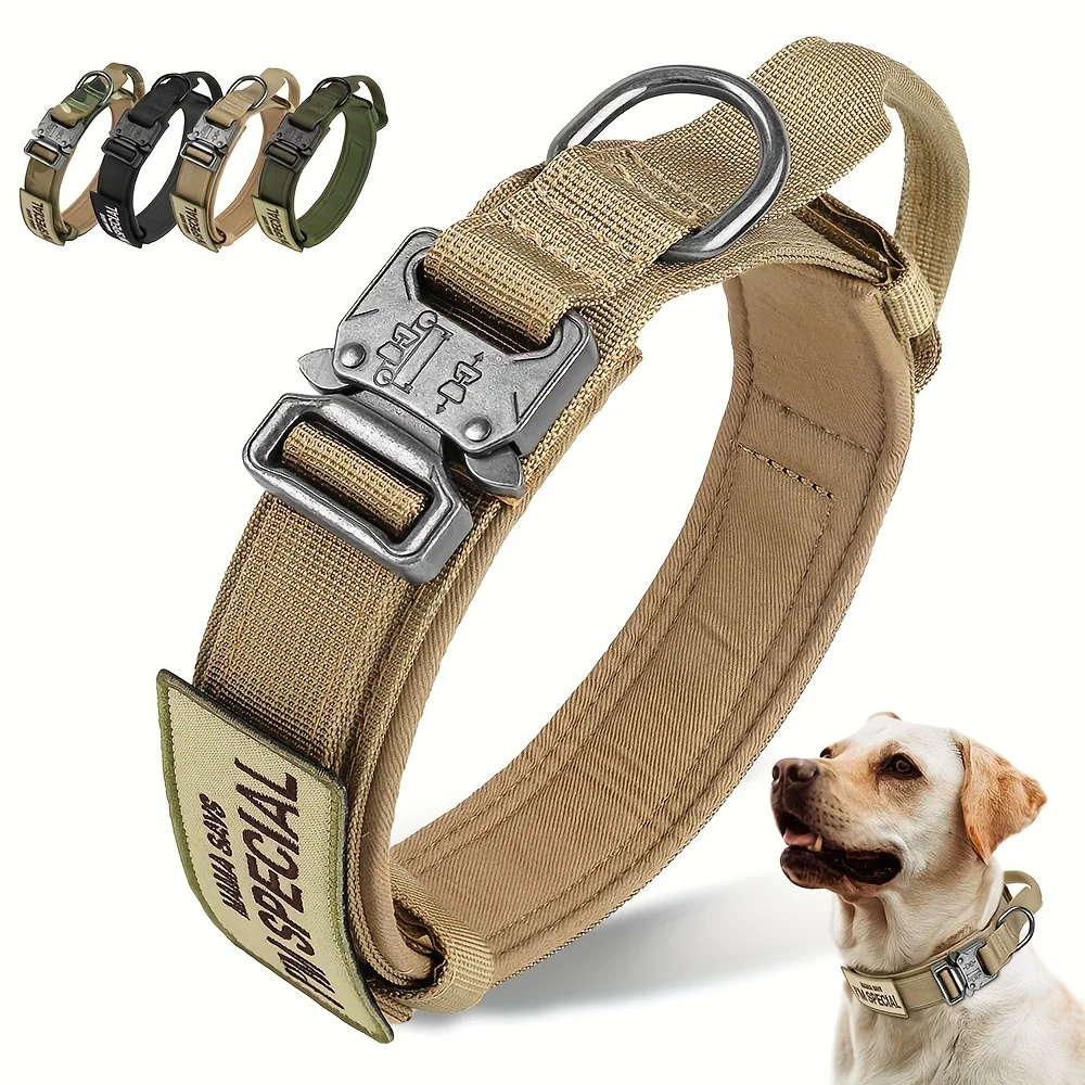 Collares tácticos para perros de alta resistencia con mango, Collar militar con parche, adiestramiento al aire libre y caminar para perros medianos y grandes - imagen 2