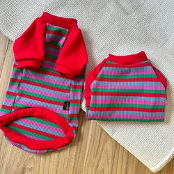 Camiseta de algodón a rayas rojas para gatos Sphynx y Devon Rex
