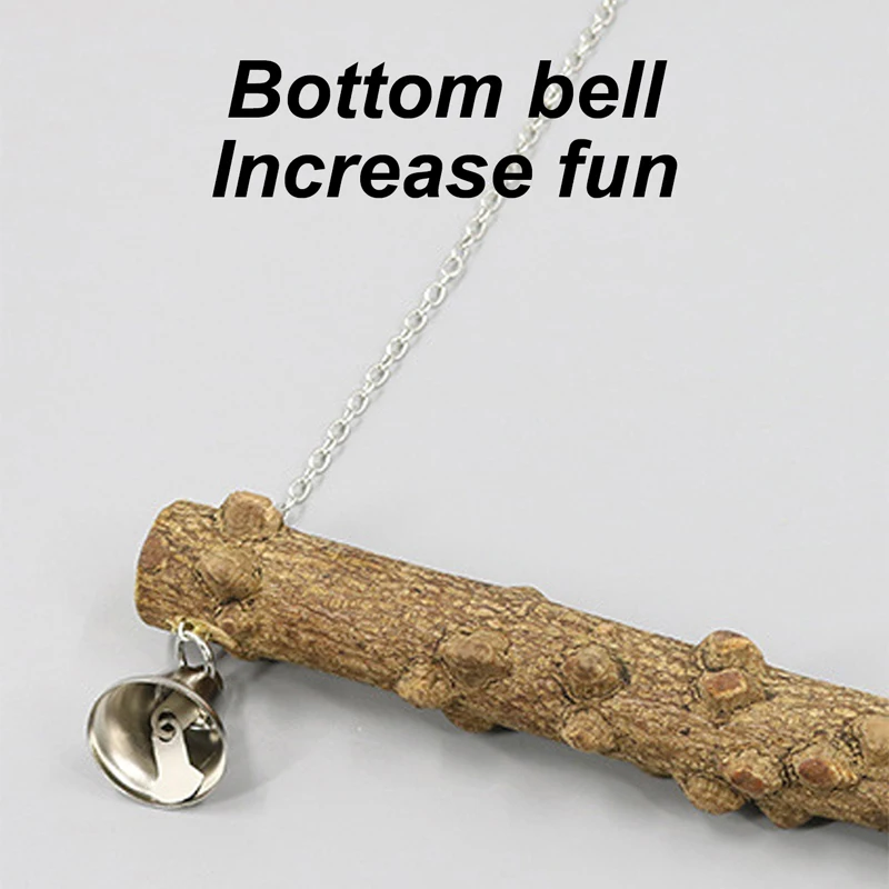 Soporte de madera para loros, columpio de juguete con campana para pájaro, piel de tigre, garra, pico de molienda, soporte de molienda, accesorios para jaulas de pájaros - imagen 5