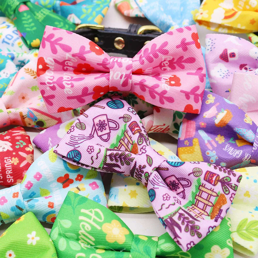 50 Uds. Pajaritas extraíbles para perros y cachorros, pajarita para perros de primavera, corbatas a la moda, Collar de aseo para perros pequeños y bonitos, accesorios para perros - imagen 2