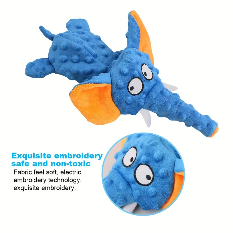 Juguetes de peluche para perros crudos, concha de elefante chirriante, juguete duradero para masticar, juguete interactivo con sonido indestructible para perros pequeños y grandes