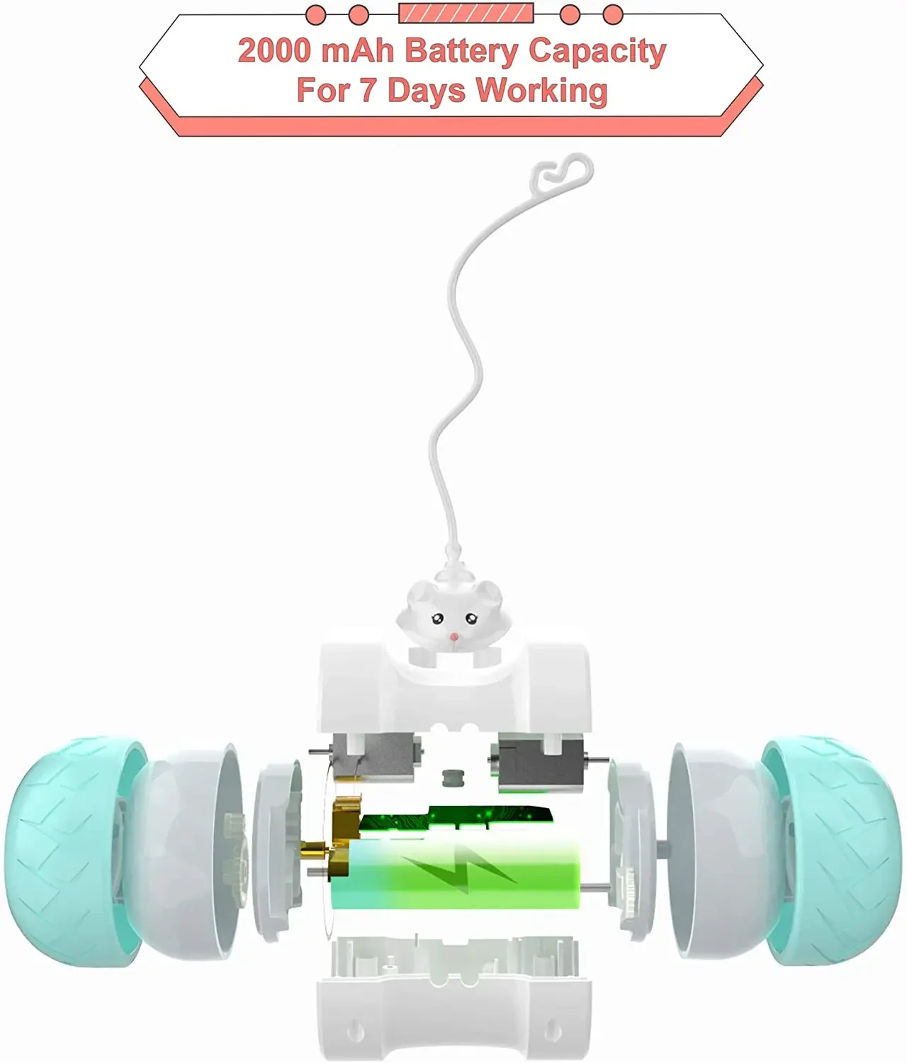 Juguetes interactivos para gatos de interior, juguetes automáticos para gatitos electrónicos con ratón y 3 plumas para gatos para jugar al ejercicio solo - imagen 4