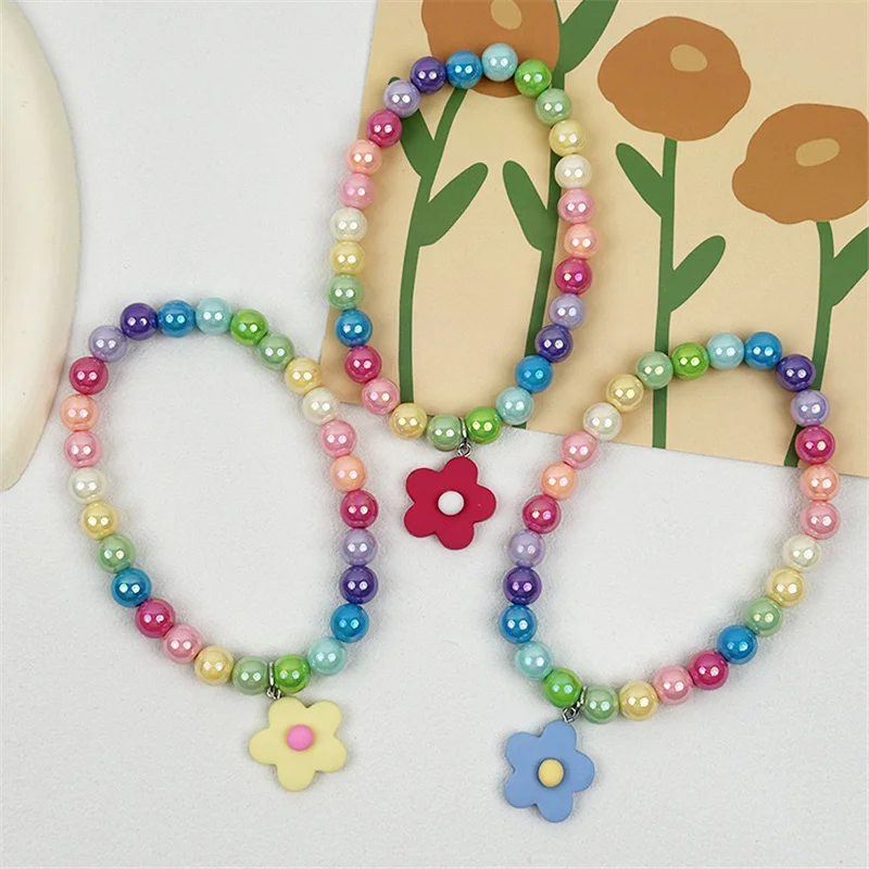 Collar de perro con cuentas de macarrón elástico hecho a mano con colgante de flor pequeña, Collar personalizado para gato, accesorios para mascotas - imagen 3