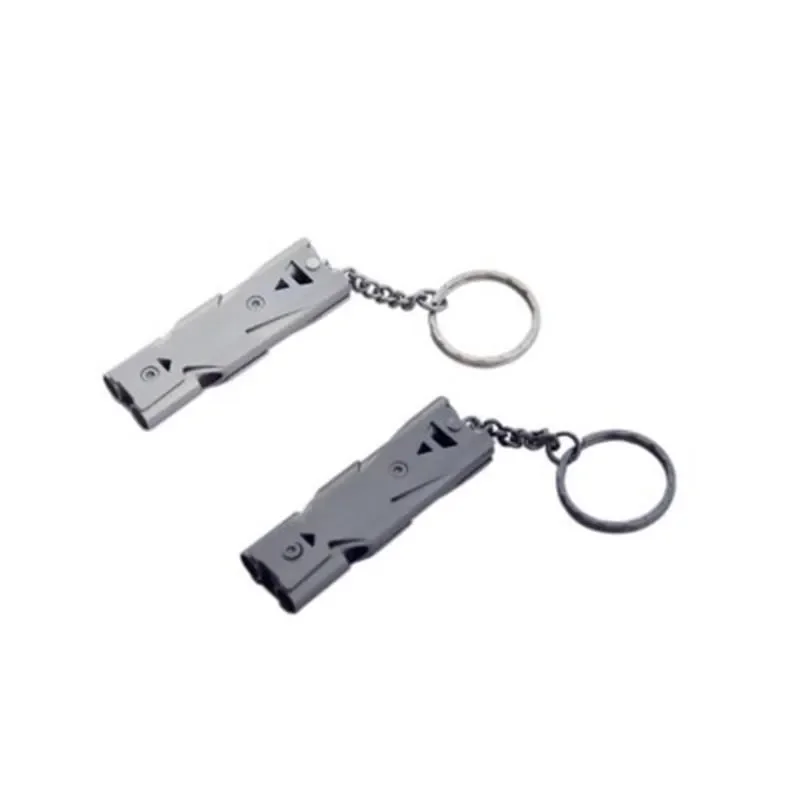 Silbato de socorro ultrasónico para exteriores de acero inoxidable, doble tubo, productos de supervivencia de campo de alto Decibelio, entrenamiento de aves - imagen 3