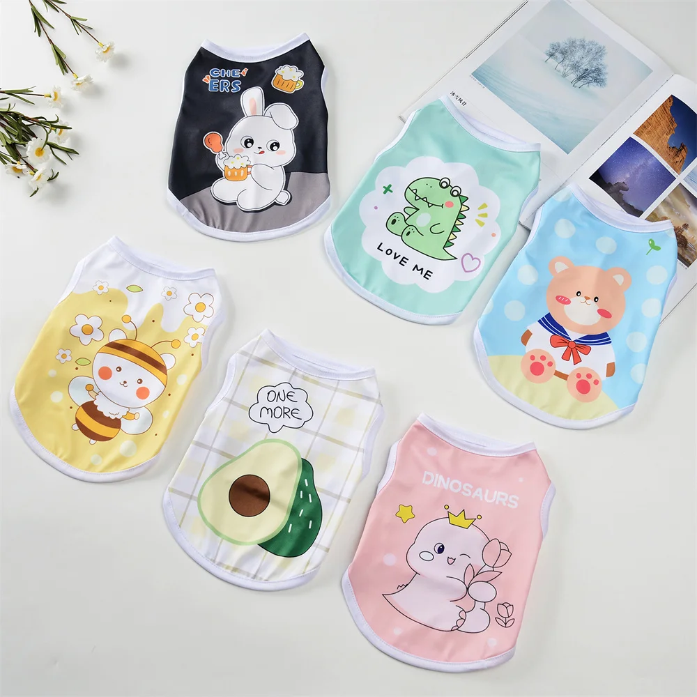 Lindo estampado cachorro perro chaleco camisa Primavera Verano ropa para mascotas para perros pequeños Pomerania caniche gato camisas mascotas ropa - imagen 3