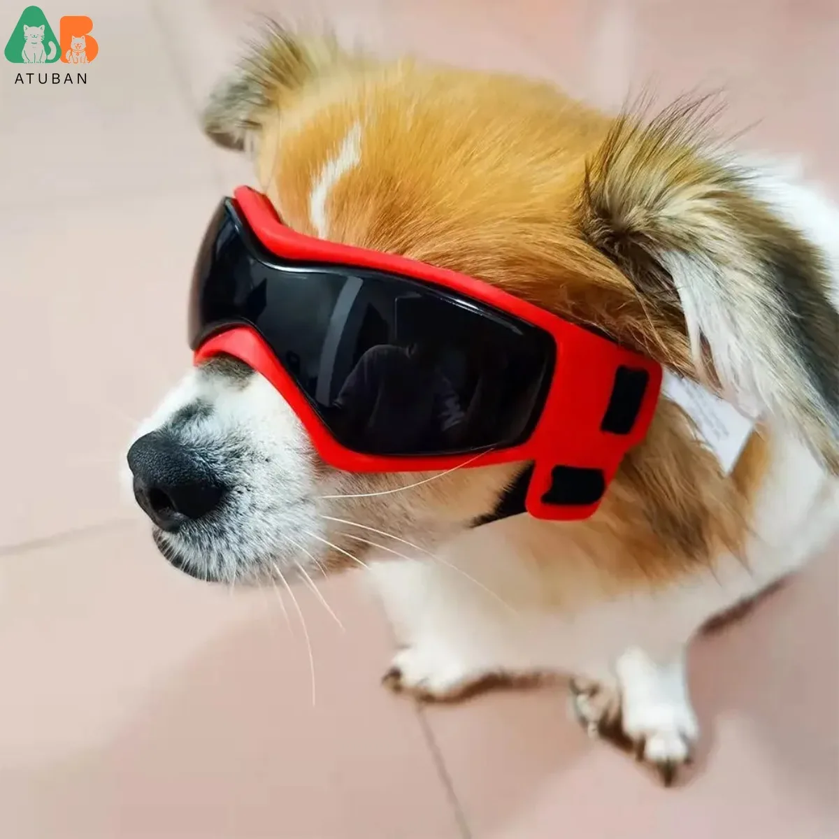 ATUBAN Gafas para perros de raza pequeña Gafas de sol para perros Gafas de sol UV para perros Marco suave a prueba de viento Correas ajustables para perros pequeños Cachorro
