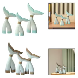 Figura decorativa cola de ballena de madera para hogar y escritorio