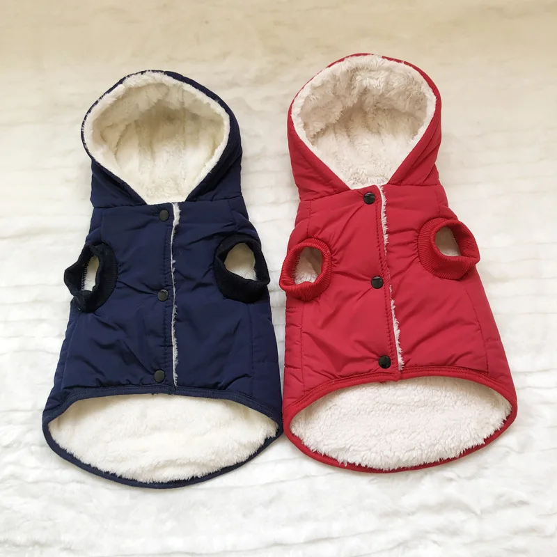 Ropa de otoño e invierno para mascotas, chaqueta con capucha gruesa de lana para cachorros, abrigo térmico de algodón, suministros para mascotas, ropa para perros - imagen 3