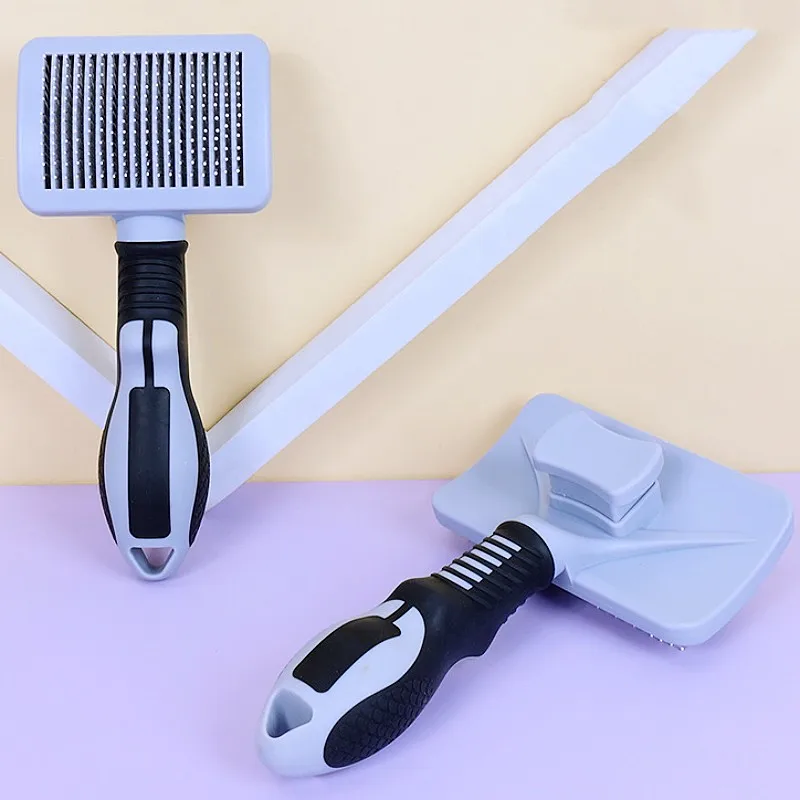 Cepillo para perros, peine de masaje para perros, removedor automático de pelo para mascotas, cepillo autolimpiante para gatos, cuidado de mascotas, cepillos de limpieza con un botón para perros, peine - imagen 4