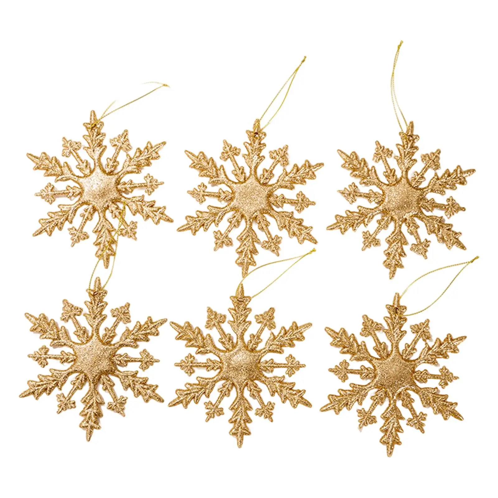 6 Pieces Christmas Glittering Snowflake Ornaments for Xmas Tree Accessories