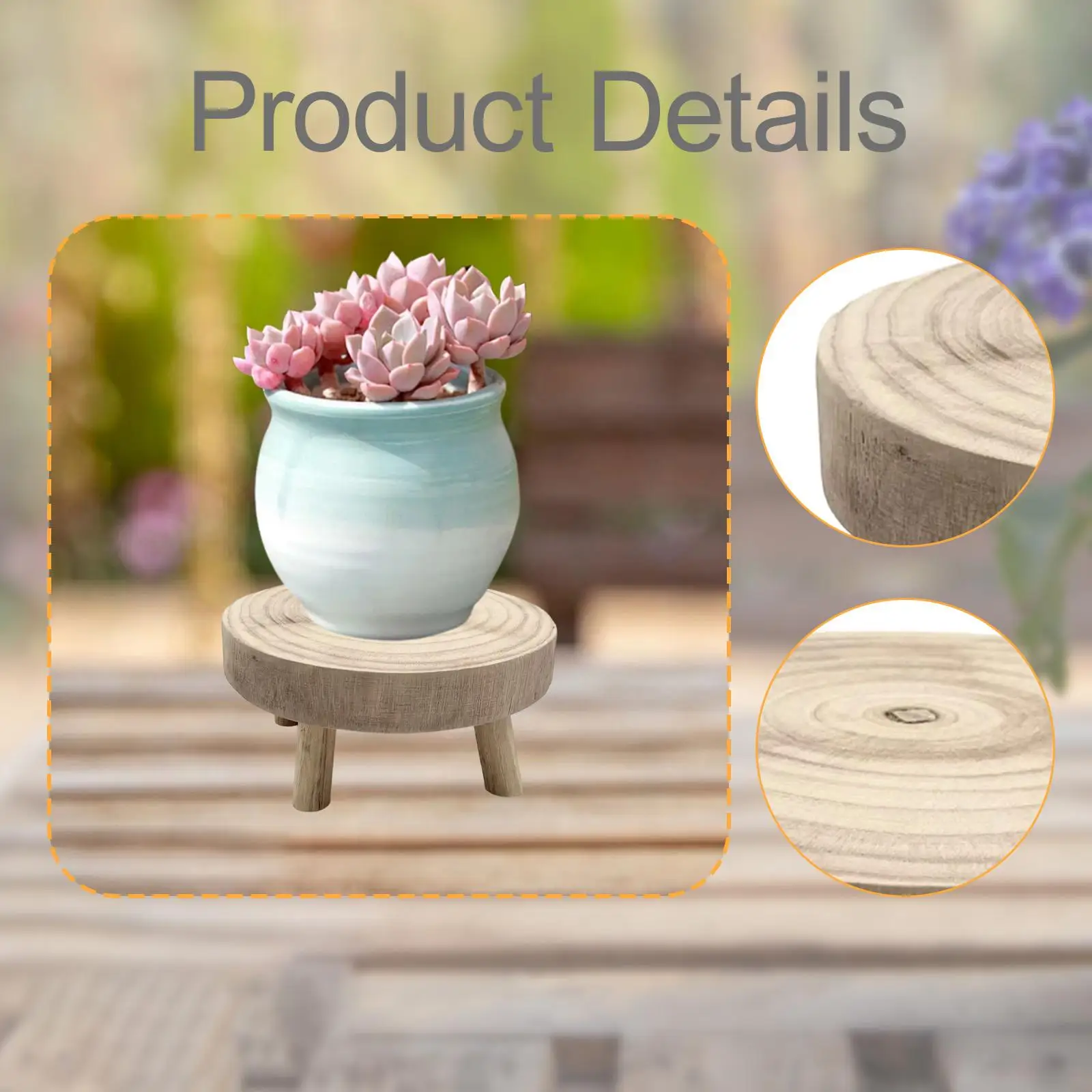 Soporte para plantas de madera, pedestal, rústico, soporte para macetas, taburete para plantas, elevador redondo para plantas en macetas de Patio, sala de estar, oficina, decoración del hogar - imagen 4