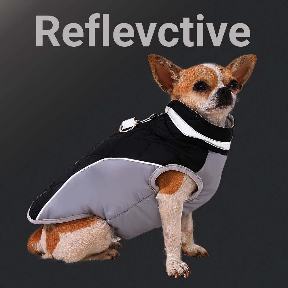 Ropa para perros, abrigo cálido de otoño e invierno para perros pequeños y medianos, chaleco reflectante impermeable para cachorros, chaqueta, trajes Chihuhua Pug - imagen 4