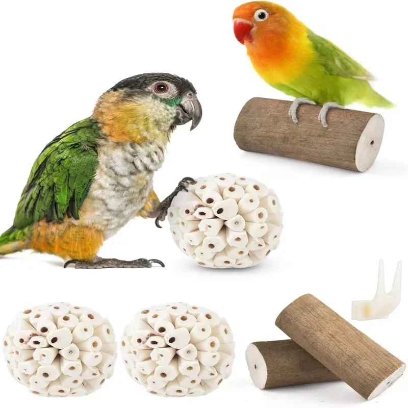 Juguete para masticar loros, bola para masticar, trituración, jaula para pájaros, accesorios para periquito, loro, Lovebird, periquitos, Conure, cacatúa - imagen 3