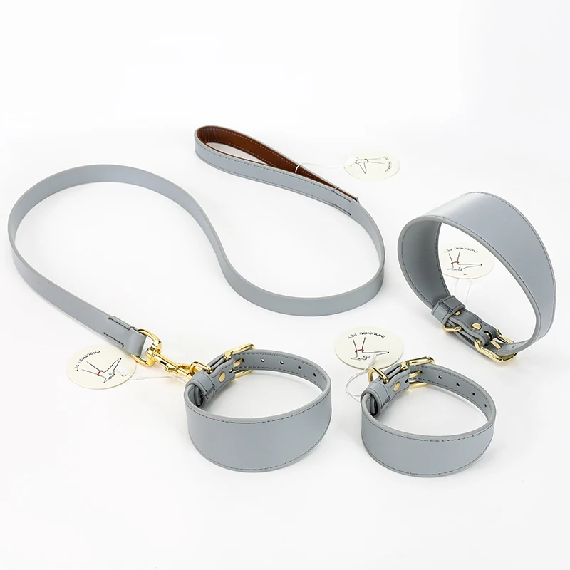 Collar y correa de Galgo Italiano, color rosa y gris, PU suave, se adapta a Lurcher whippet Saluki o cualquier otro Collar para mascotas Sighthound - imagen 2