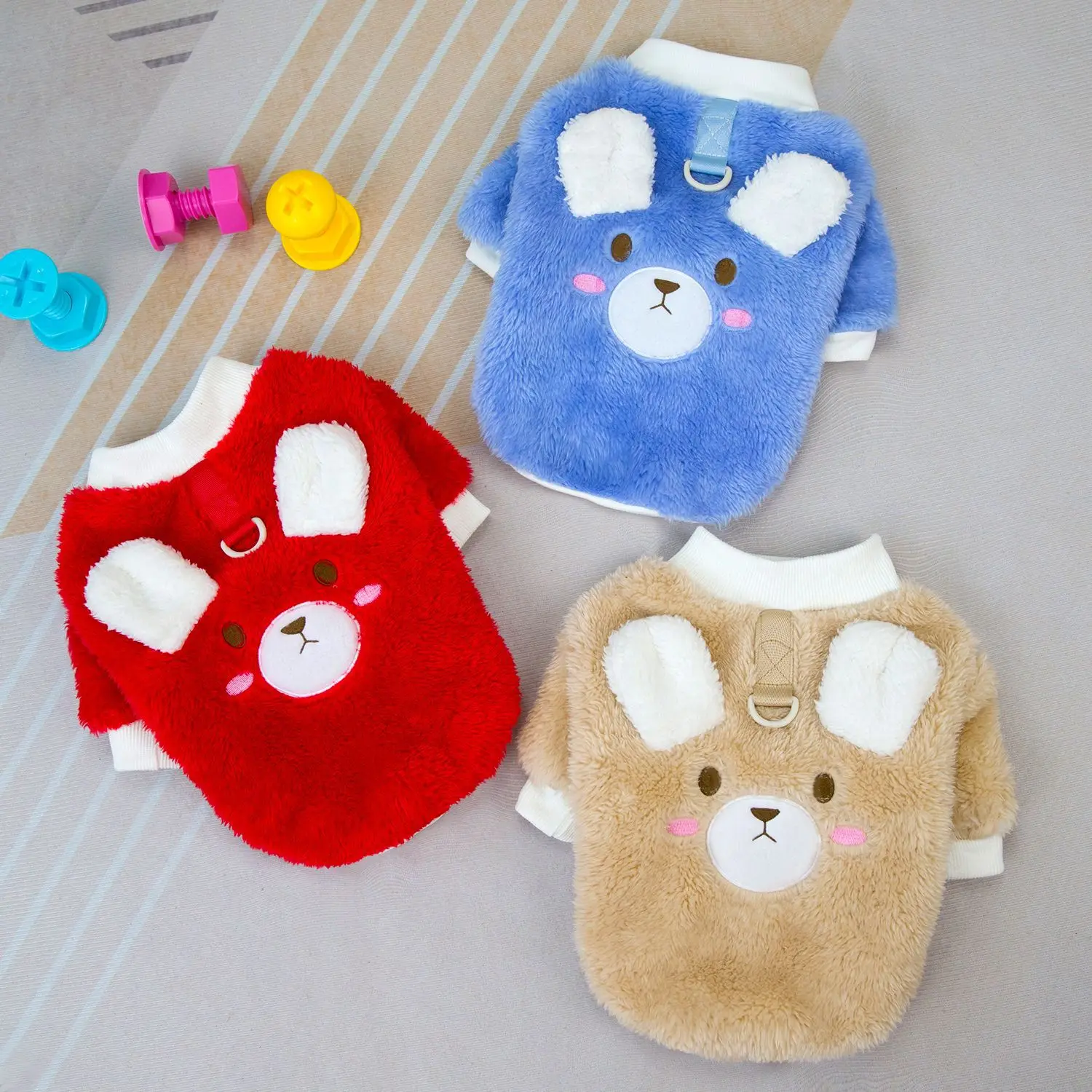 Suéter de oso 3D para perro pequeño, ropa de felpa para perros, abrigo suave para cachorros, ropa cálida de lana para caniche, disfraz de gato, Invierno - imagen 5