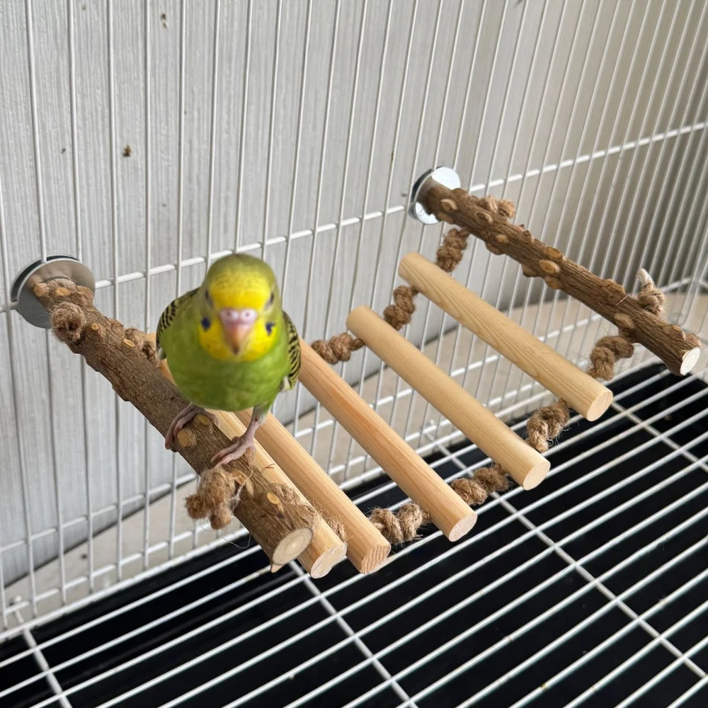 Escalera de madera interactiva para mascotas, juguete para loros y pájaros, jaula para hámster, palo de molienda divertido, juguete de escalada, accesorios para jaulas de pájaros, 1 ud.