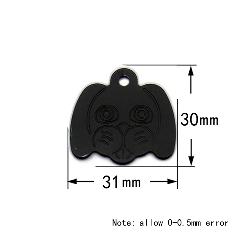100 Uds. Cara de perro de aluminio personalizada etiqueta de identificación de mascota colgante de cabeza DIY llavero Antipérdida cachorro Colar accesorios de encanto - imagen 2
