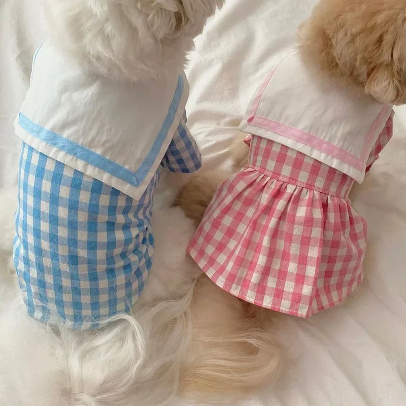 Lindo vestido a cuadros para perros, traje para parejas de mascotas, Teddy de invierno en comparación con el oso Yorkshire, abrigo pequeño, ropa para perros y gatos para perros pequeños - imagen 4