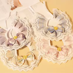 Venta caliente mascota saliva bolsillo encaje arco gato perro collar exquisito lindo suave cómodo suministros para mascotas